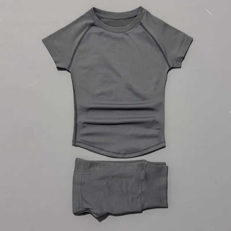 2 piece athletic wear set scrunch biker shorts