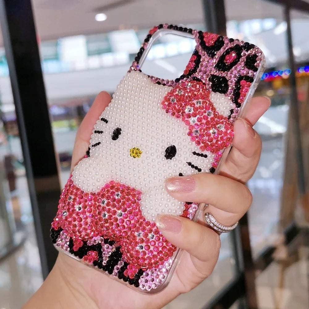 Hello Kitty rhinestone IPhone case with charm