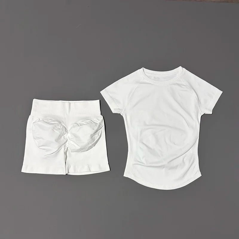 2 piece athletic wear set scrunch biker shorts
