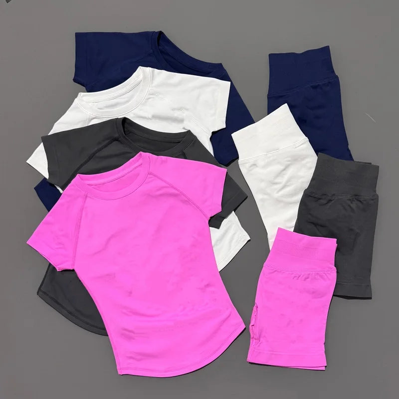 2 piece athletic wear set scrunch biker shorts