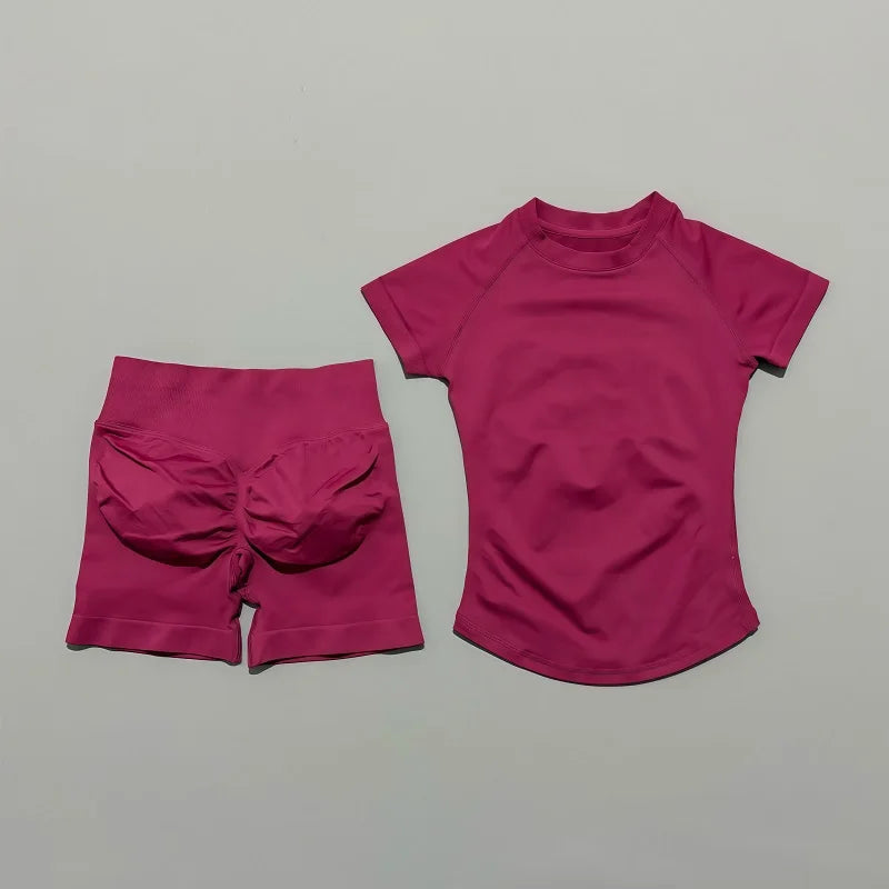 2 piece athletic wear set scrunch biker shorts