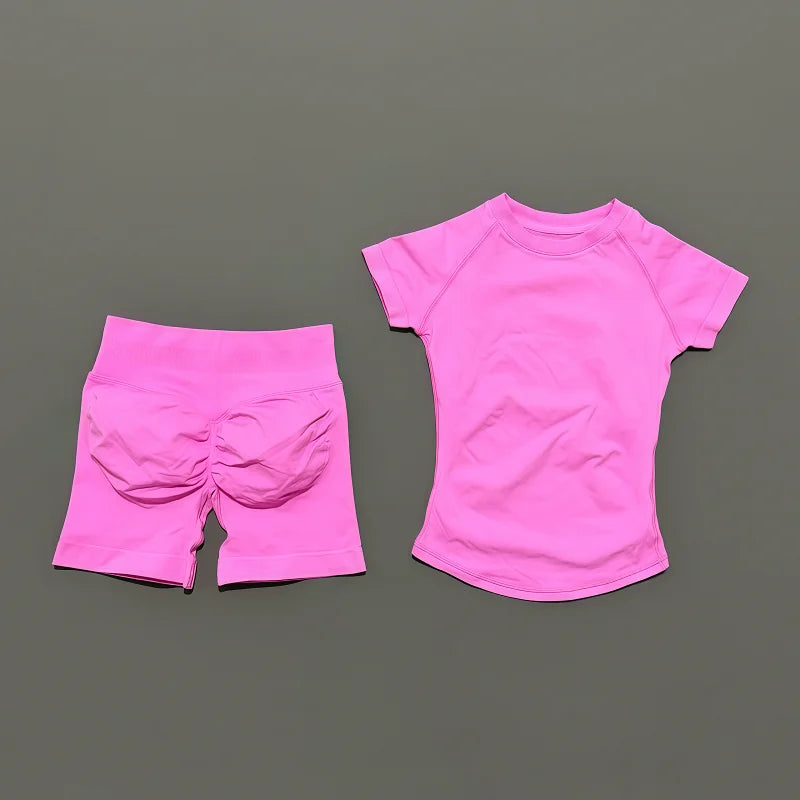 2 piece athletic wear set scrunch biker shorts