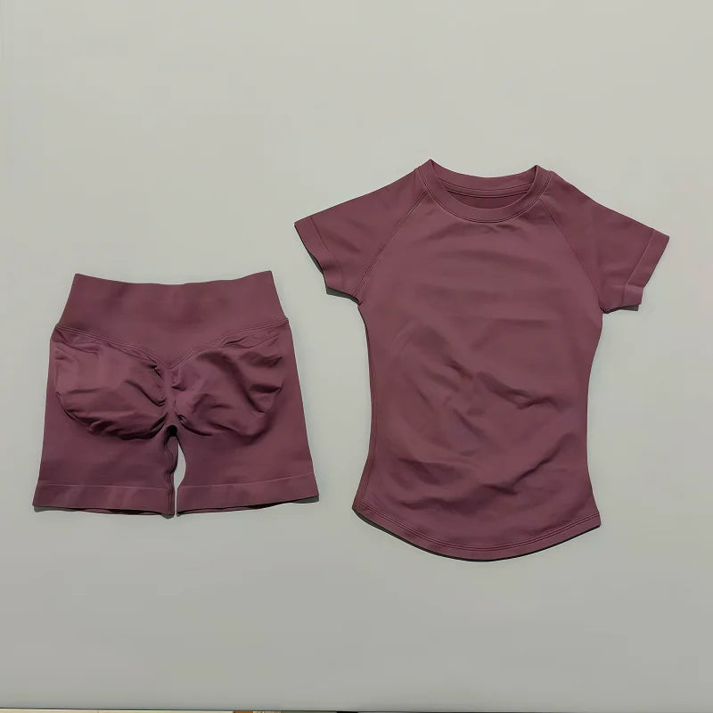 2 piece athletic wear set scrunch biker shorts