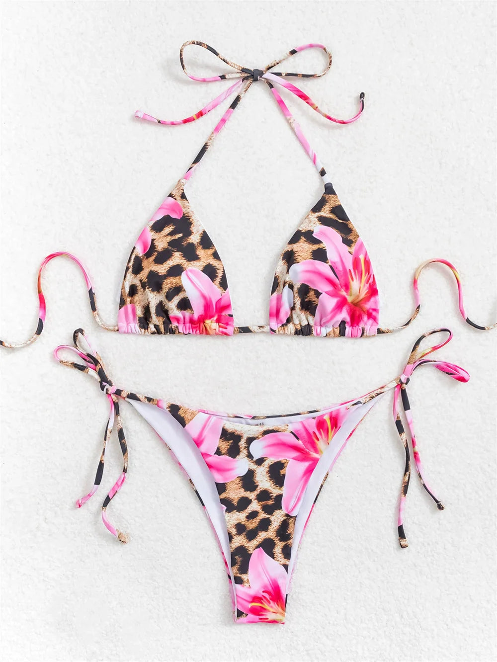 Flower Print Bikini Set with Long Skirt 3 Piece Swimsuit