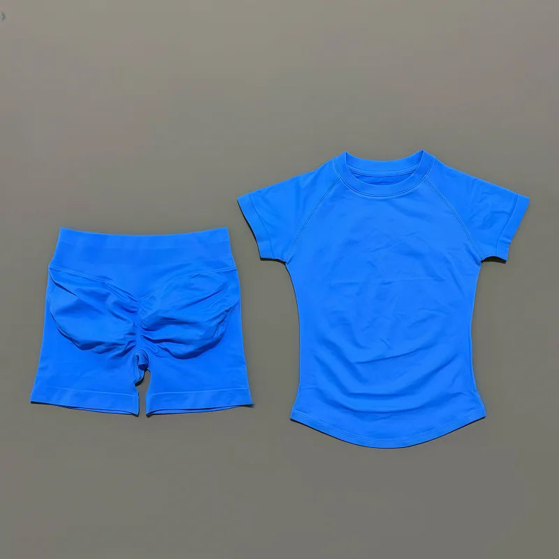 2 piece athletic wear set scrunch biker shorts