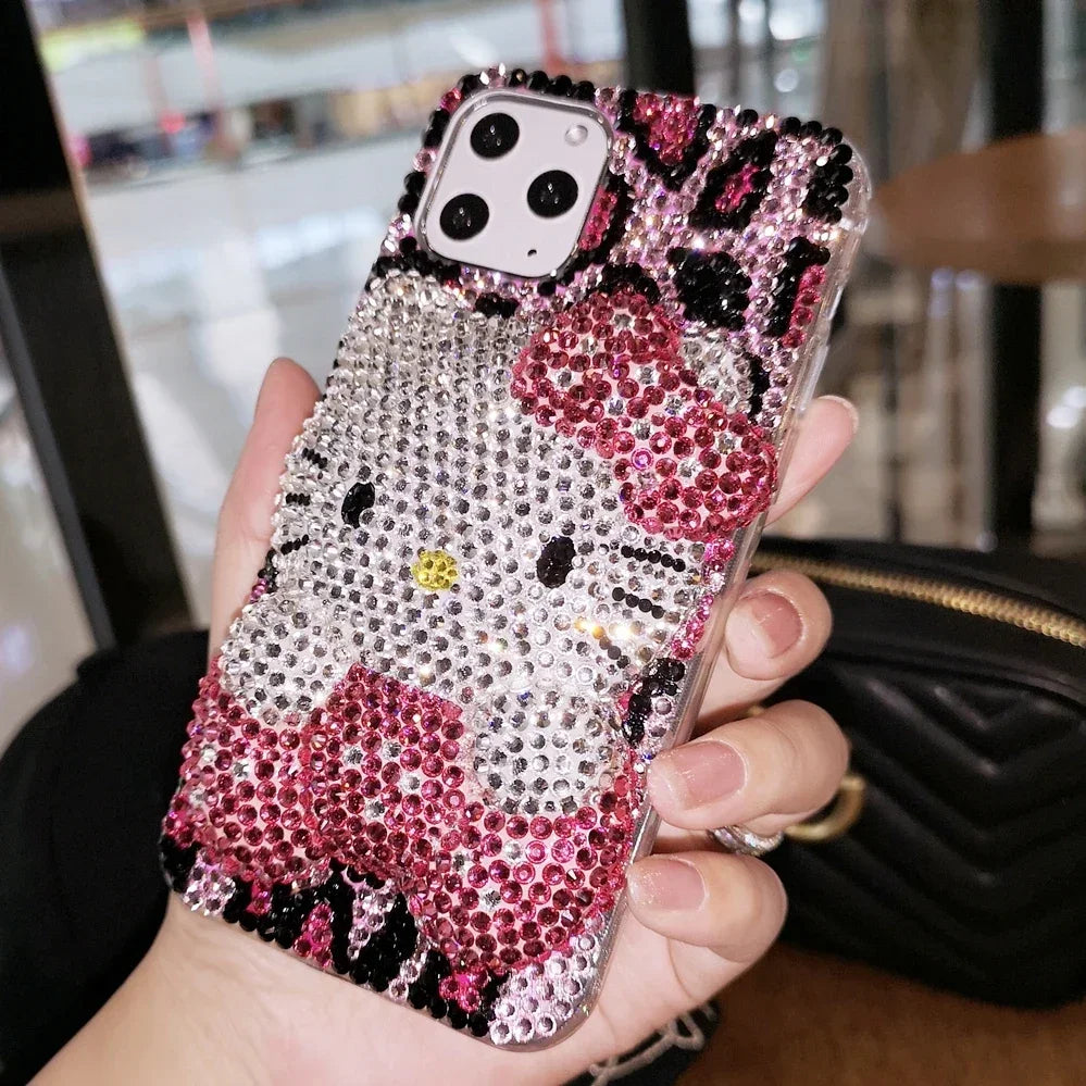 Hello Kitty rhinestone IPhone case with charm
