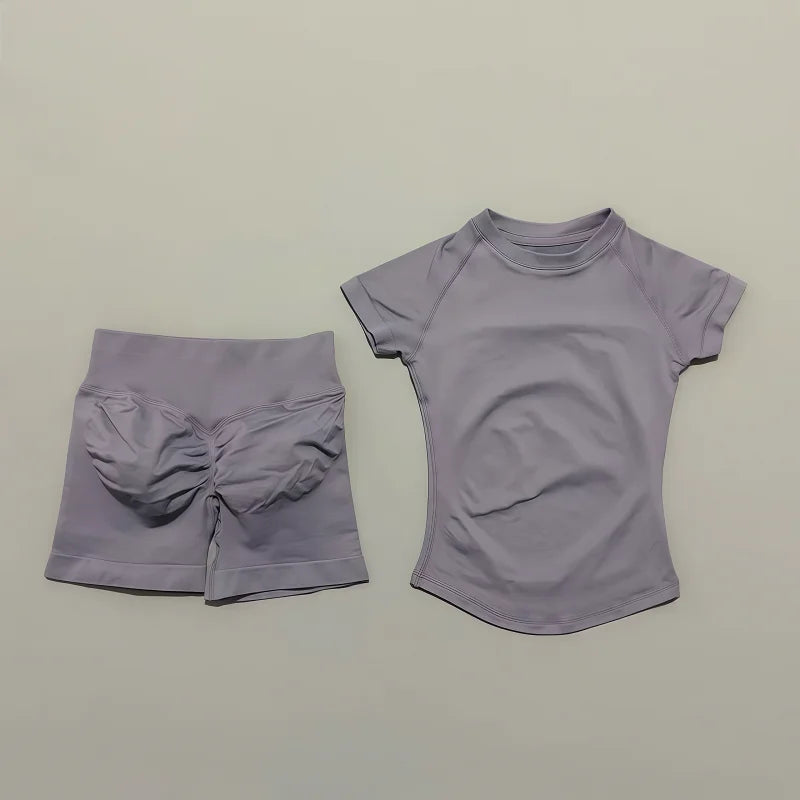 2 piece athletic wear set scrunch biker shorts